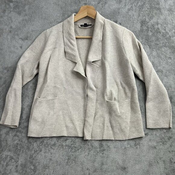 Eileen Fisher Cardigan Womens Size XXS Oatmeal Wool Casual Open Front Knit Work - Picture 1 of 10